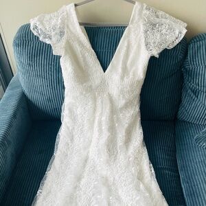 Lulus white midi v-neck dress